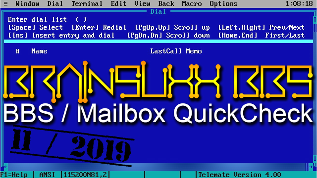 BBS / Mailbox QuickCheck: Brainsuxx Inc. BBS