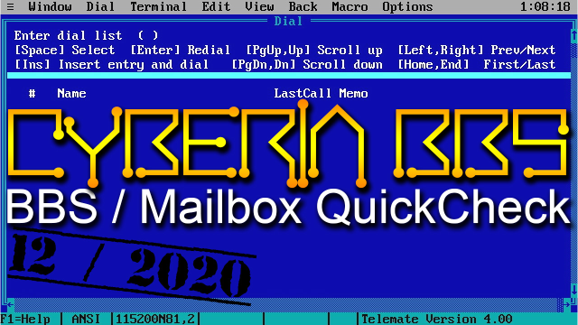 BBS / Mailbox QuickCheck: Cyberia BBS