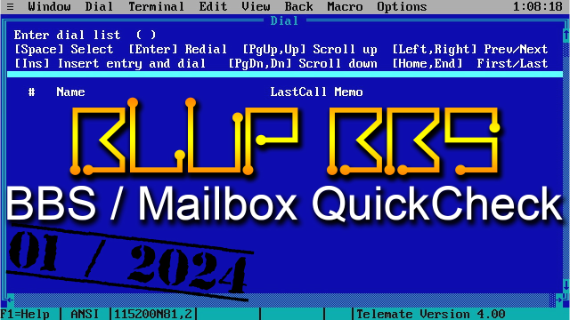 BBS / Mailbox Quick Check: Blup BBS