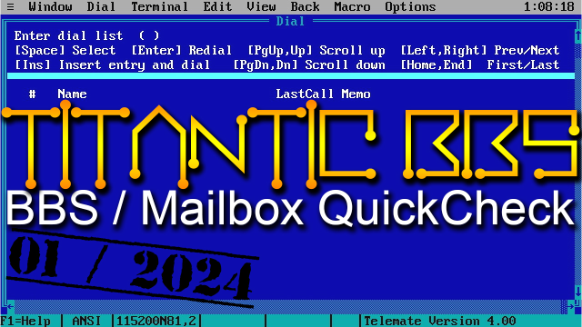 BBS / Mailbox Quick Check: Titantic BBS