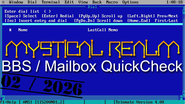 BBS / Mailbox QuickCheck: Mytical Realm BBS
